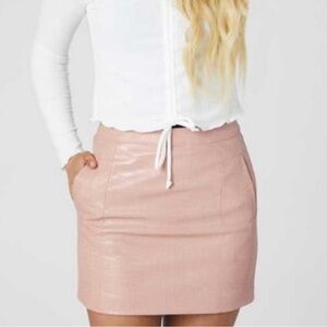 Altar’d State Faux Leather Crocodile Pink Mini Skirt Barbiecore Feminine Chic